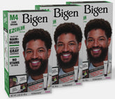 Bigen front packaging showing three M4 Dark Brown sachets and benefits