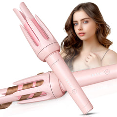 BILITOK front view of pink auto curler showing sleek design and quick styling