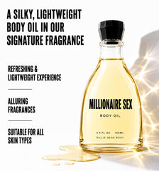 Billie Gene Body oil pouring texture demonstrating lightweight absorption and glow benefit