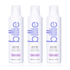 billie front packaging showing Lavender Milk scent and benefits
