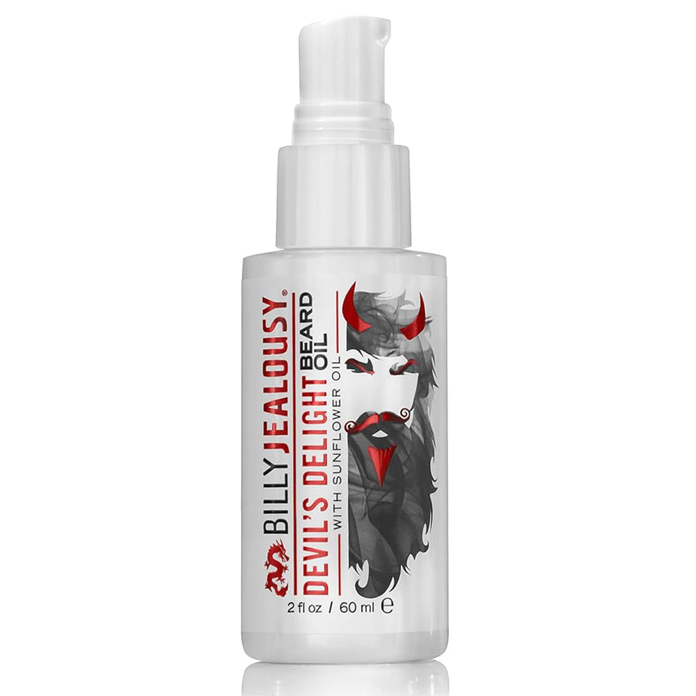 Billy Jealousy front bottle showing label and 2 fl oz size benefit: clear branding