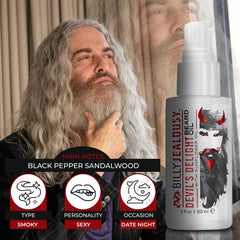 Billy Jealousy pump dispensing oil to demonstrate easy, measured application