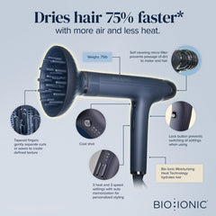BIO IONIC diffuser close-up with tapered fingers for lifted, defined curls