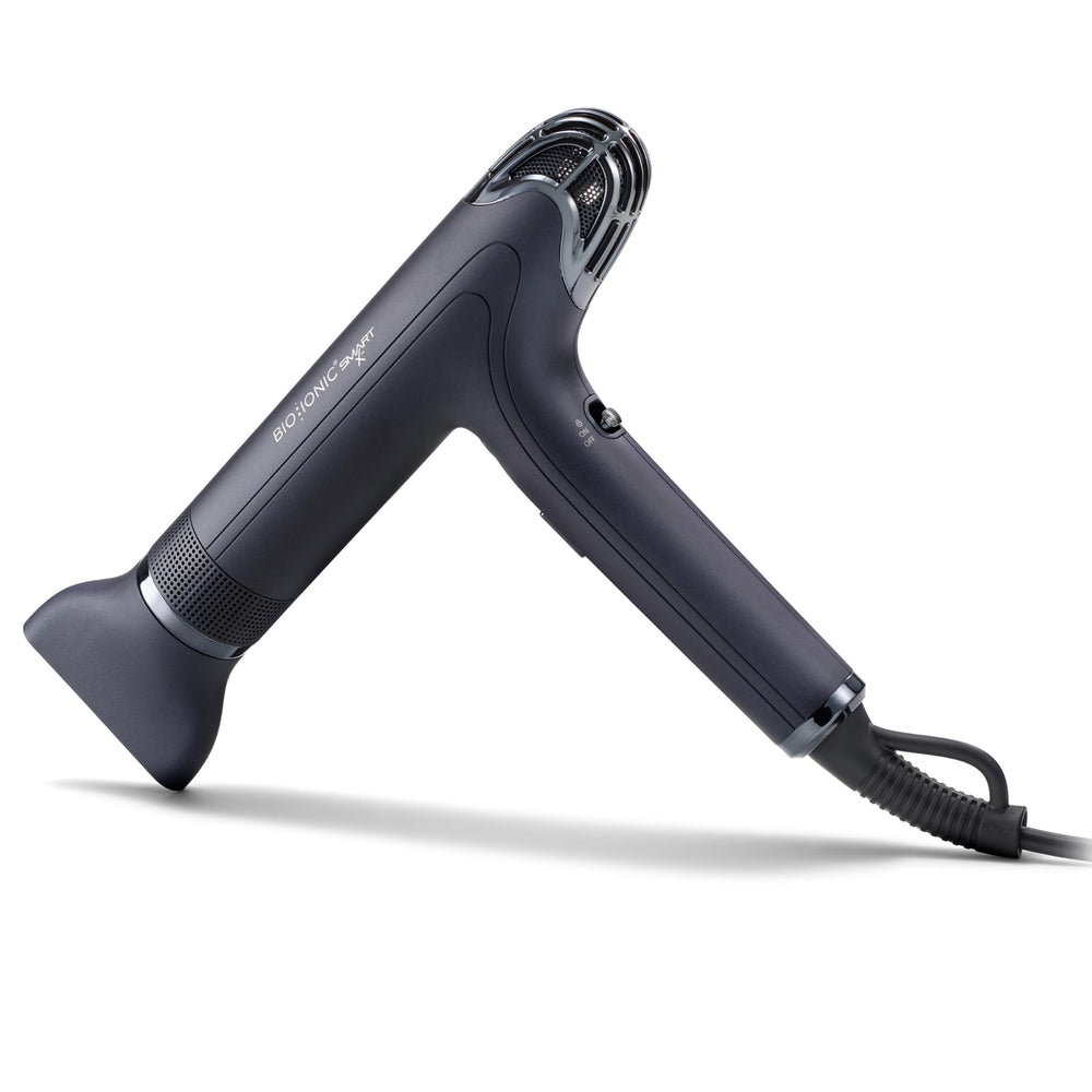 BIO IONIC front view of SMART-X dryer showing sleek profile and compact design benefits