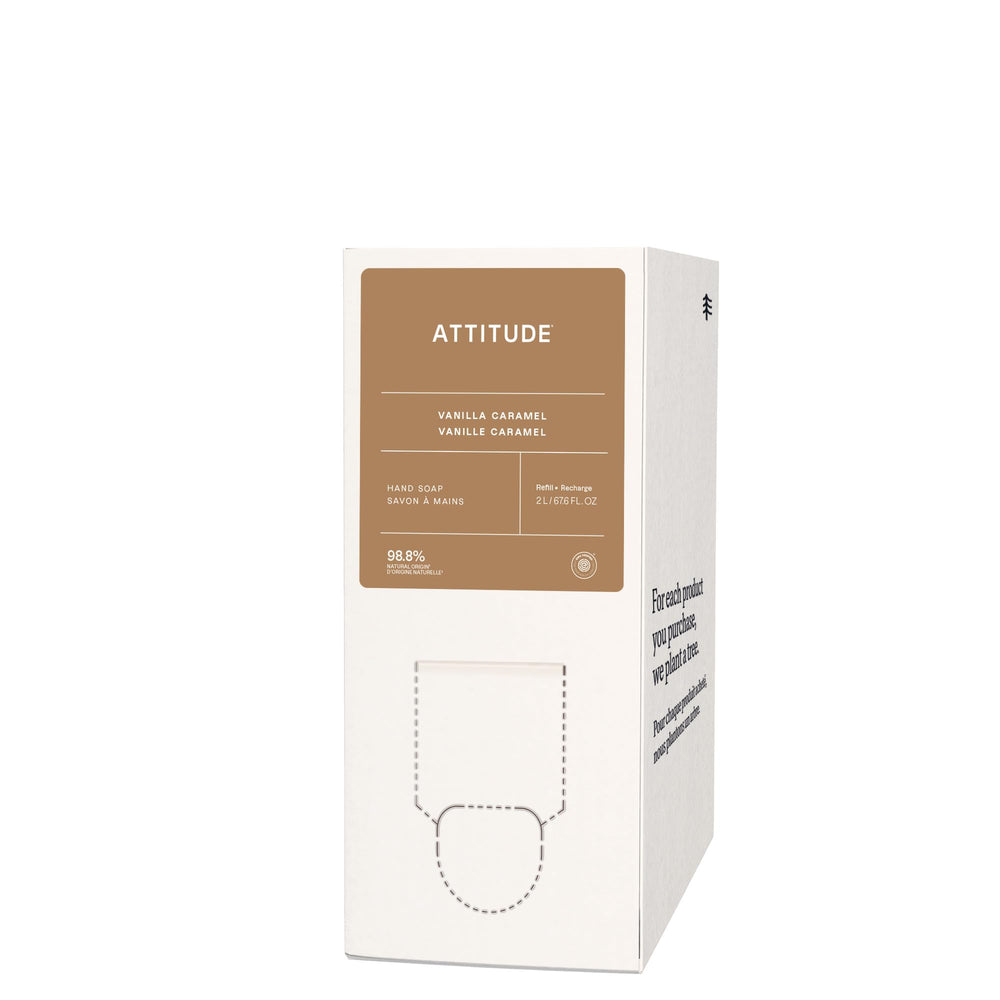 BIO SPECTRA ATTITUDE front label showing vanilla caramel scent and refill size, clear product identity