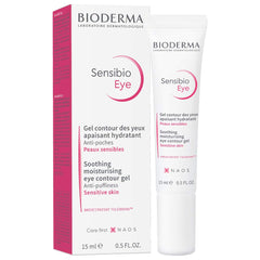 Bioderma Sensibio eye gel front packaging showing compact tube and label, soothes instantly