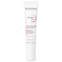 Bioderma Sensibio eye gel texture close-up, light gel consistency hydrates without residue