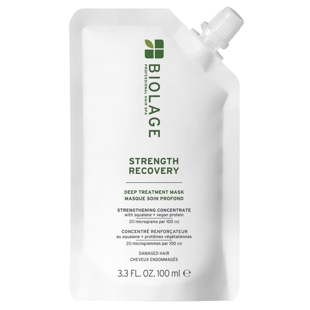 Biolage front packaging showing Strength Recovery mask for visible strengthening