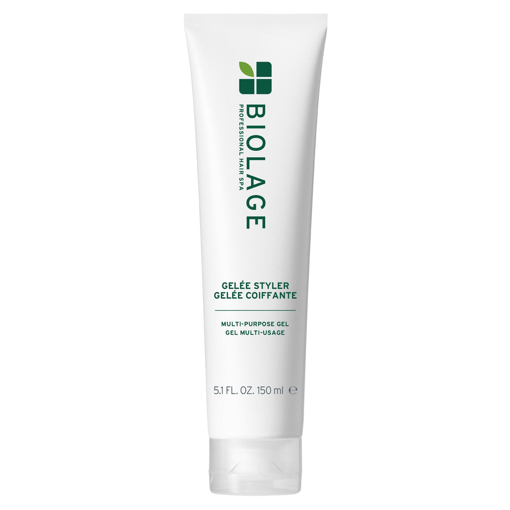 Biolage Styling Gelée front tube showing branding and size, highlights lightweight benefits
