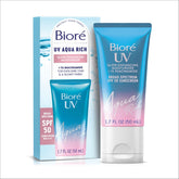 Bioré front tube showing SPF 50 protection and glow benefit