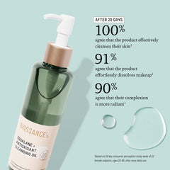 Biossance pump and label detail highlighting easy dispensing benefit