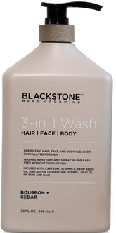 Blackstone bottle front view showing bourbon and cedar scent with easy identification