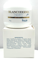 Generic Blancoderma Plus applied to facial skin in a bathroom setting demonstrating targeted spot treatment benefit