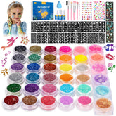 Bledras front packaging showing full glitter tattoo kit and supplies for parties