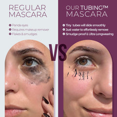 blinc before and after lashes showing dramatic volume and length