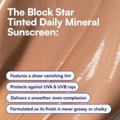 Bliss tinted mineral sunscreen texture swatch showing smooth blendability