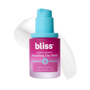 Bliss front packaging showing serum bottle, appealing and informative