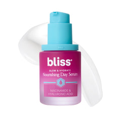 Bliss front packaging showing serum bottle, appealing and informative