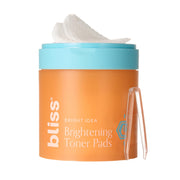 Bliss front packaging showing tub of 70 toner pads for quick brightening