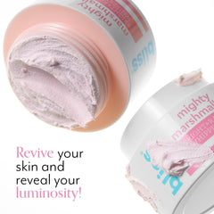 Bliss rinsing mask off to reveal refreshed, hydrated skin afterward