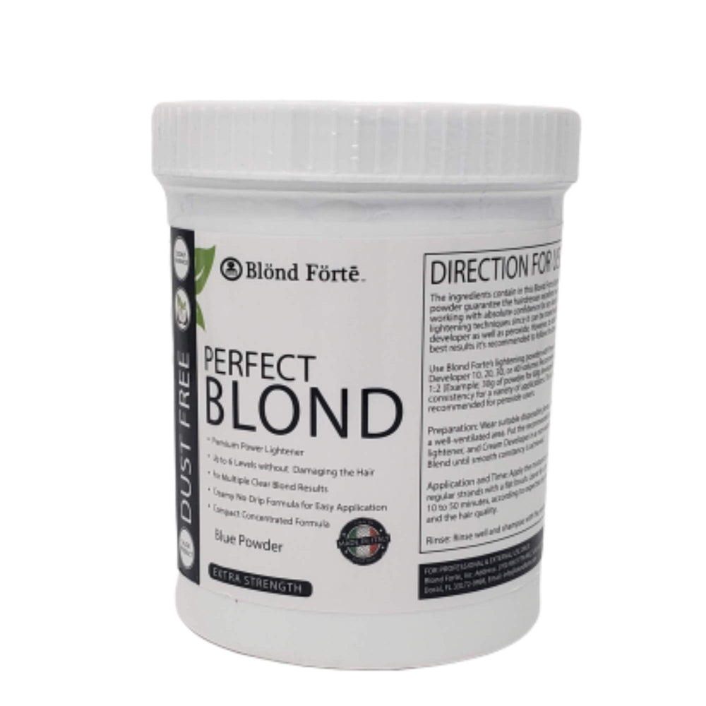 Blond Forte tub front view showing product branding and professional packaging benefit
