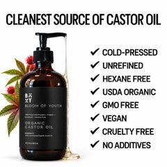 Bloom of Youth amber glass bottle detail protecting oil nutrients from light