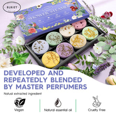 BLRIET tablet releasing steam in a shower demonstrating on-the-go aromatherapy relief