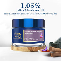 Blue Nectar saffron and kumkumadi oil ingredients highlighting natural brightening