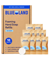 BLUELAND Forever Bottle front view showing iris agave scent and refill benefit