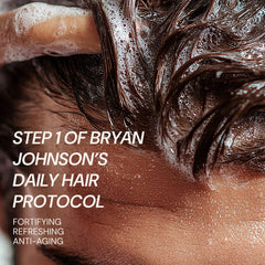 Blueprint Bryan Johnson shampoo texture and lather, demonstrating gentle cleansing