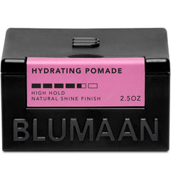 BluMaan hydrating pomade front jar showing clean packaging and benefit of control