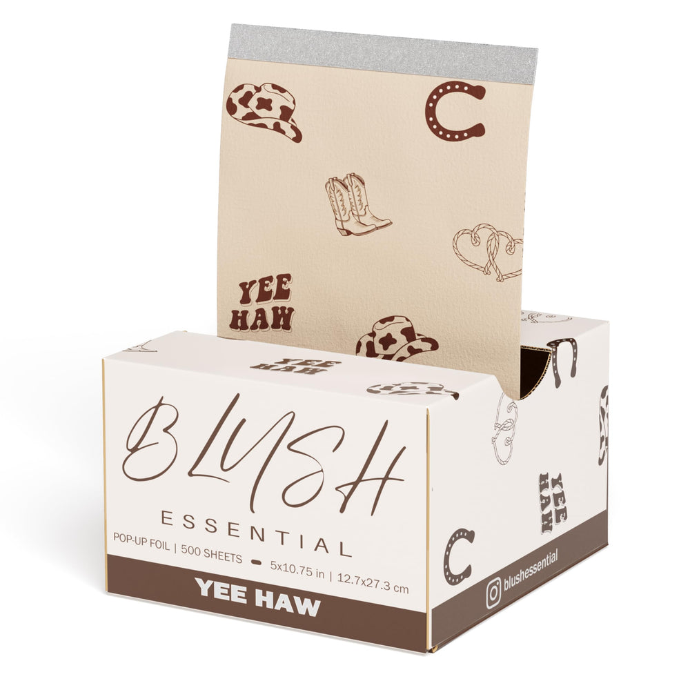 Blush Essentials foil stack front view showing neat pre-cut sheets and quick access benefit