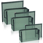 Boao green mesh pouch front view showing compact packability and organized storage