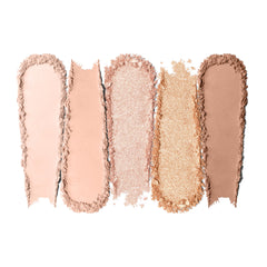 Bobbi Brown palette open top view with five matte and metallic pans visible