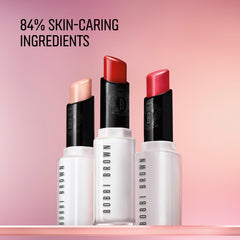 Bobbi Brown balm applied on lips illustrating sheer berry tint and smoother appearance