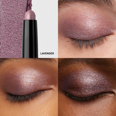 Close-up of Bobbi Brown lavender shadow stick tip highlighting creamy texture and smooth glide