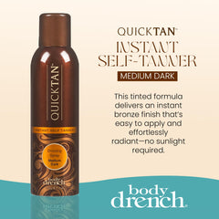 Body Drench spray on skin texture demonstrating quick-dry, streak-free finish