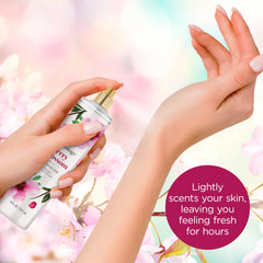 Bodycology bottle close-up label and nozzle highlighting easy application benefit