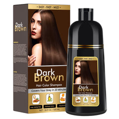 BOJICA front bottle view showing dark brown hair dye shampoo and benefits