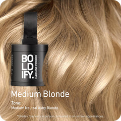Boldify compact opened with applicator showing precise application benefit