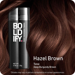 Boldify open jar with visible Hazel Brown fibers for natural concealment