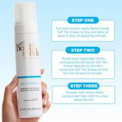 Bondi Sands being applied in bathroom to prep skin for fresh tan