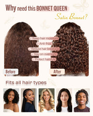 BONNET QUEEN bonnet worn while sleeping preserving curls and moisture