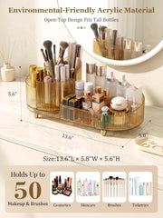 Booklov amber top compartments displaying brushes and quick access
