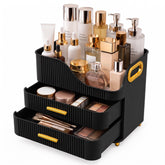 Booklov front view showing organized cosmetics and tidy countertop benefit