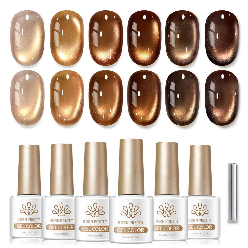 Born Pretty front packaging showing six bottles and magnet, easy gift ready benefit