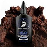 Bossman jar front packaging showing Royal Oud and 4 oz benefits