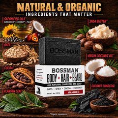 Bossman Hammer applied to beard showing conditioning and cleansing action