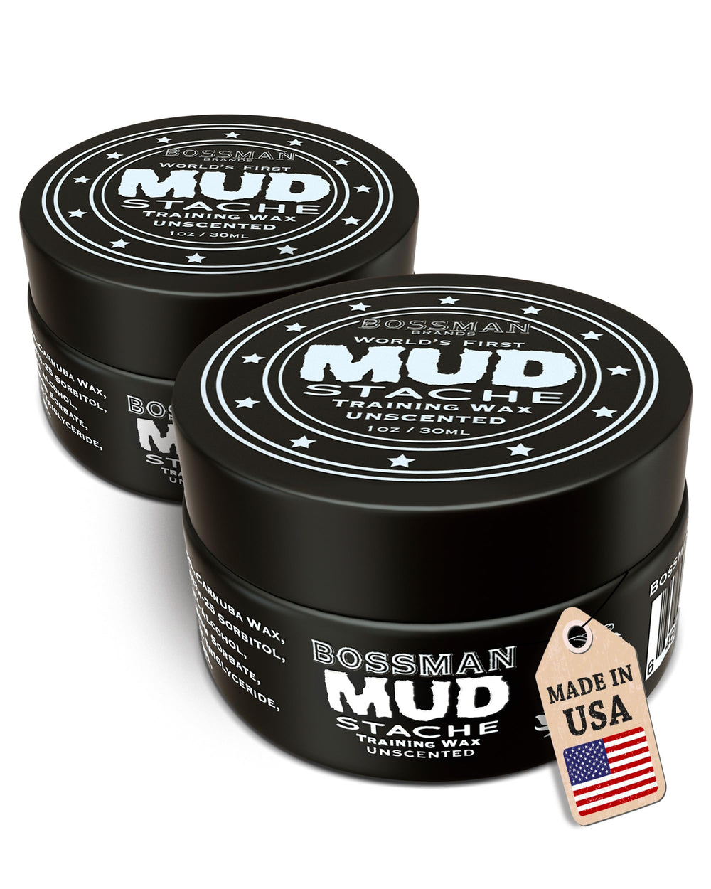 Bossman front packaging showing two tins and matte finish for reliable hold
