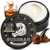 Bossman jar front view showing Stagecoach scent and clean packaging benefit